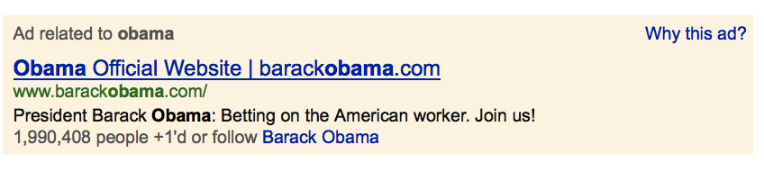 Google Ad for Obama